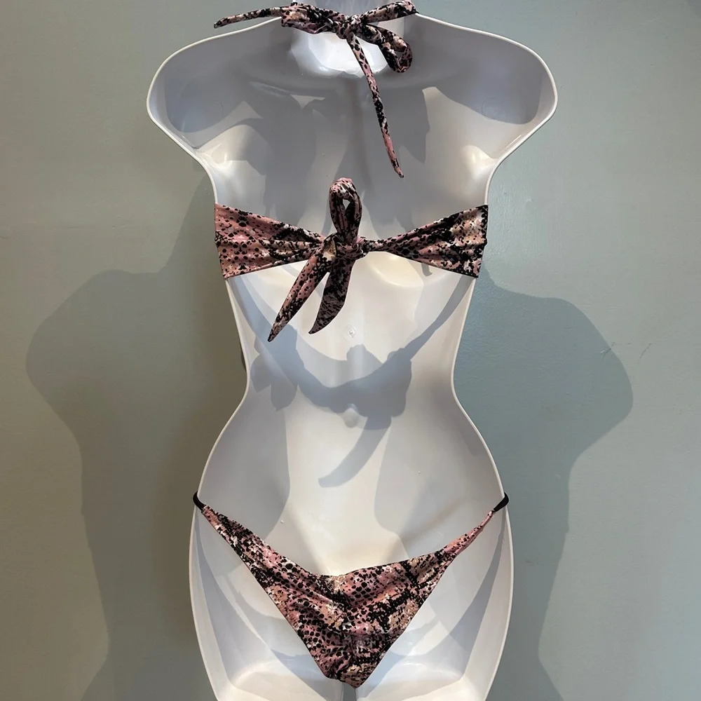 Yandy Pink Black Snakeskin Onepiece Monokini Swimsuit Medium